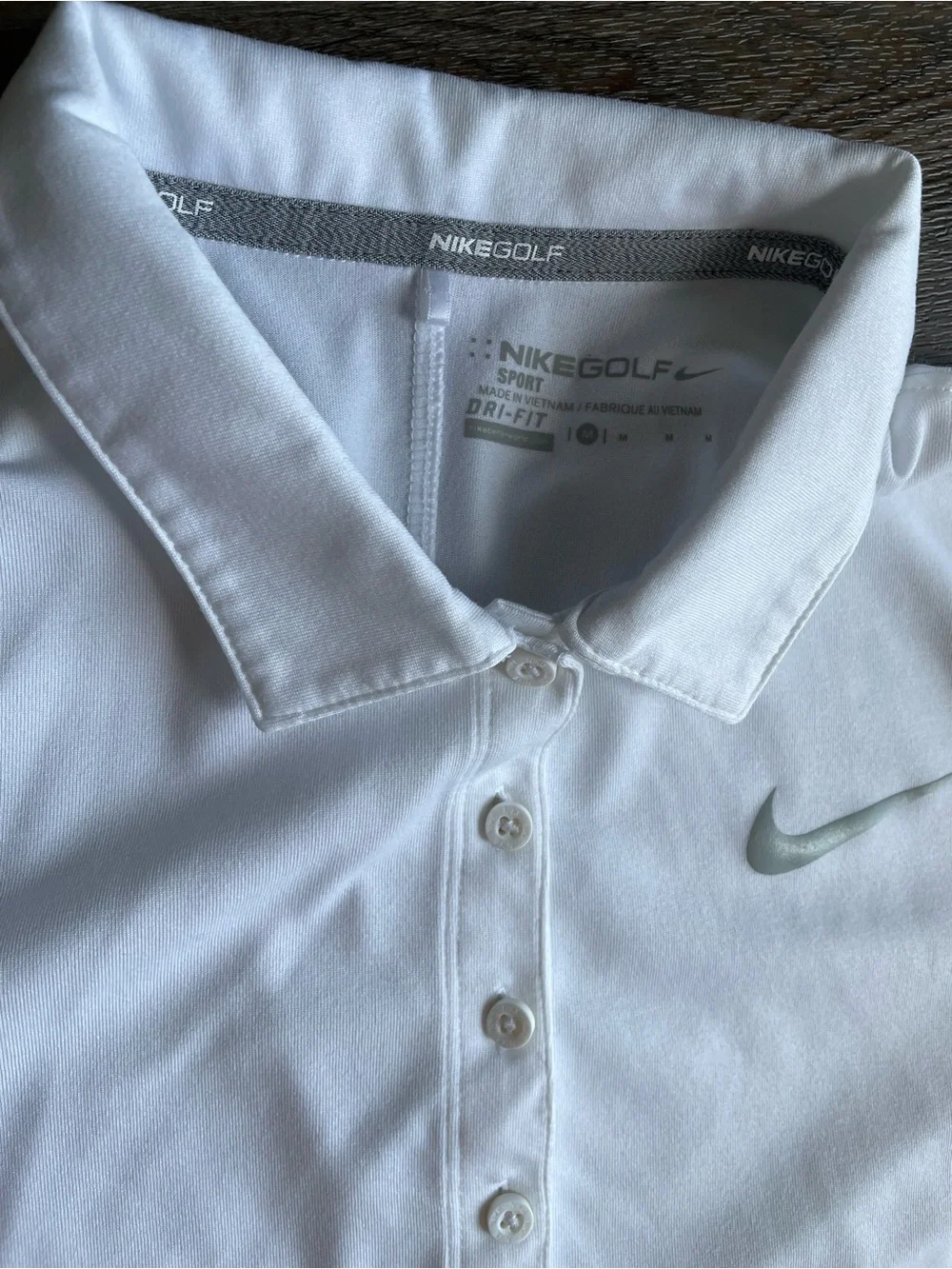 Nike White Women's Short Sleeve Polo Button-Down Shirt - Picture 5 of 12